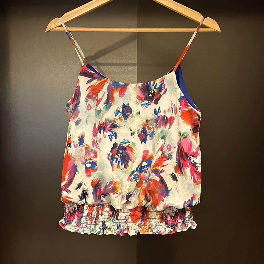 Floral tank top with cinch waist